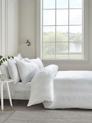 Catherine Lansfield White So Soft Satin Stripe Non-Iron Duvet Cover Set - Image 1 of 3