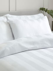 Catherine Lansfield White So Soft Satin Stripe Non-Iron Duvet Cover Set - Image 2 of 3
