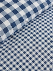 Catherine Lansfield Navy Blue Bamford Gingham Check Reversible Duvet Cover Set - Image 4 of 4