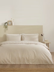 Catherine Lansfield Natural Bamford Gingham Check Reversible Duvet Cover Set - Image 1 of 4