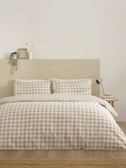 Catherine Lansfield Natural Bamford Gingham Check Reversible Duvet Cover Set - Image 2 of 4