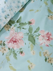 Catherine Lansfield Duck Egg Blue Avebury Floral Reversible Duvet Cover Set - Image 5 of 5