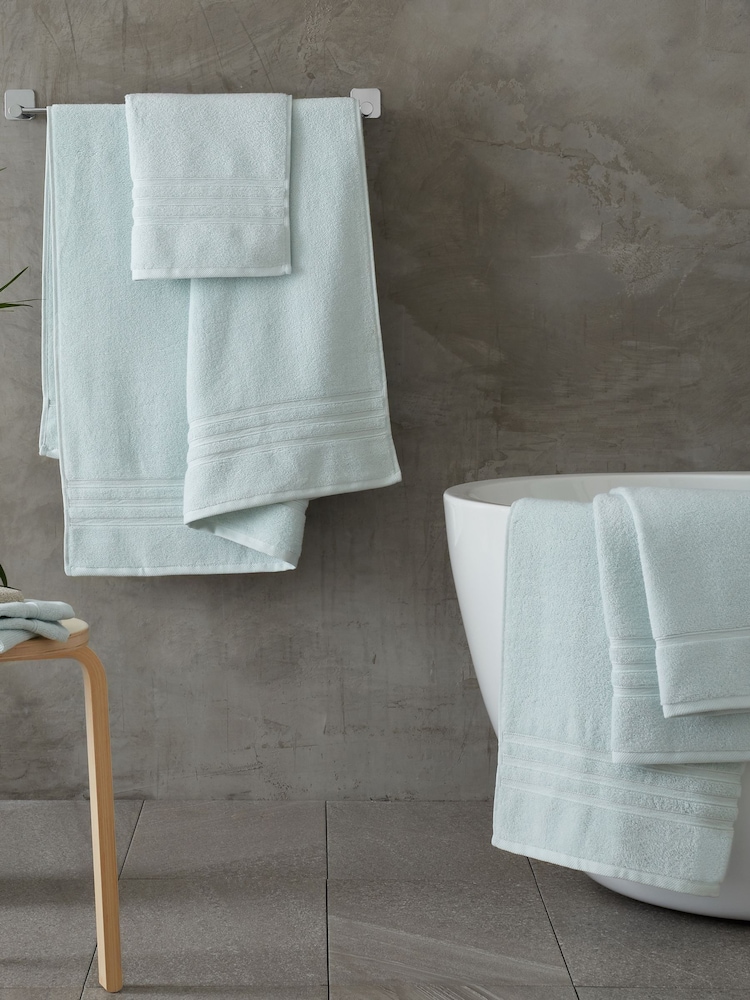 Catherine Lansfield Set of 2 Duck Egg 100% Cotton Bath Sheet Towels - Image 1 of 3 Catherine Lansfield Set of 2 Duck Egg 100% Cotton Bath Sheet Towels - Image 1 of 3
