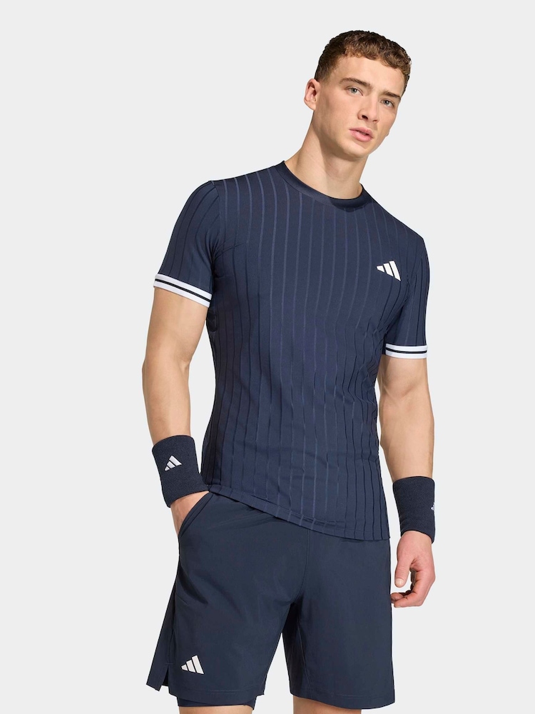 adidas Blue Freelift Tennis Polo Shirt - Image 1 of 7