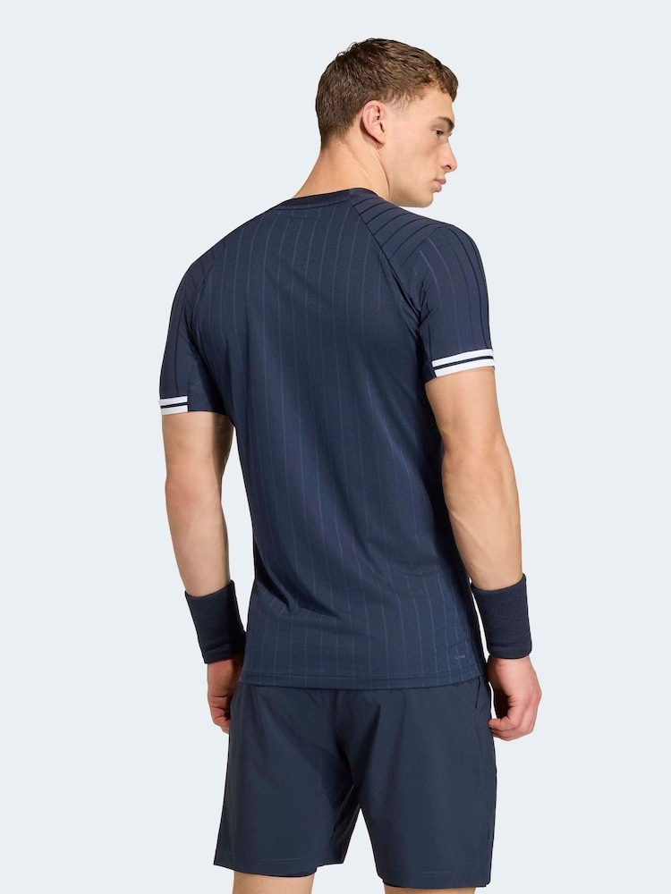 adidas Blue Freelift Tennis Polo Shirt - Image 2 of 7