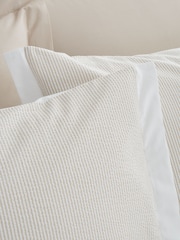 Bianca Natural Seersucker Cotton Woven Stripe Duvet Cover Set - Image 4 of 6
