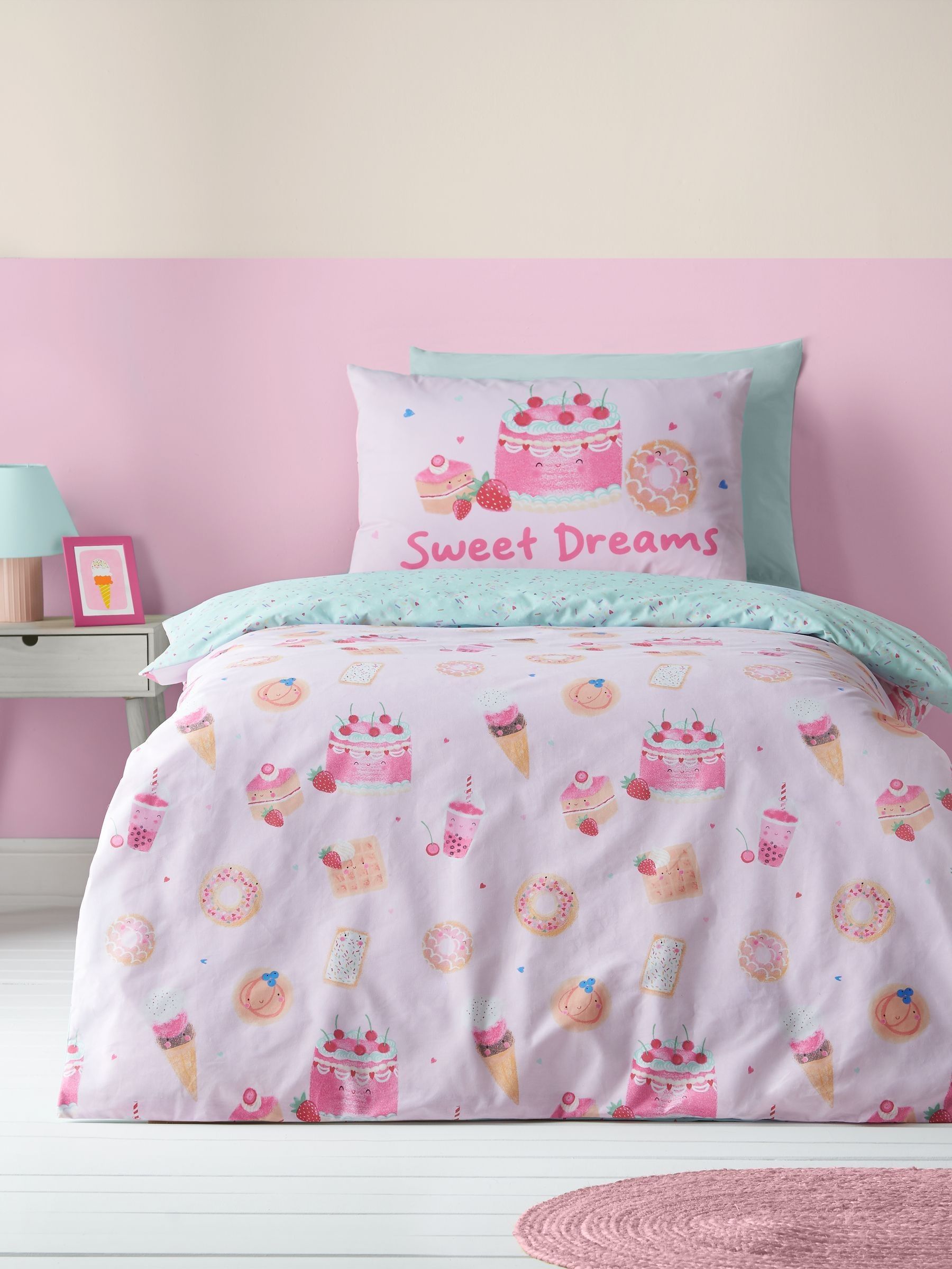 Julian Charles Pink Catherine Lansfield Sweet Treats Reversible Duvet Set - Single - Image 8