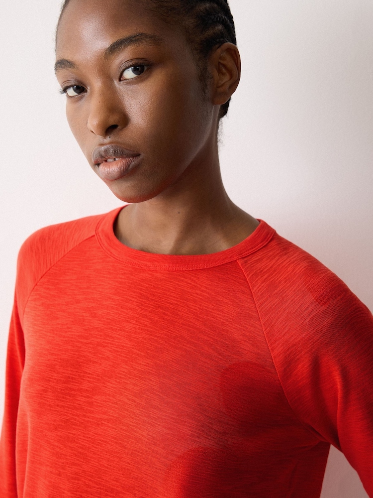 Jigsaw Red Cotton Luxe Raglan T-Shirt - Image 2 of 4 Jigsaw Red Cotton Luxe Raglan T-Shirt - Image 2 of 4