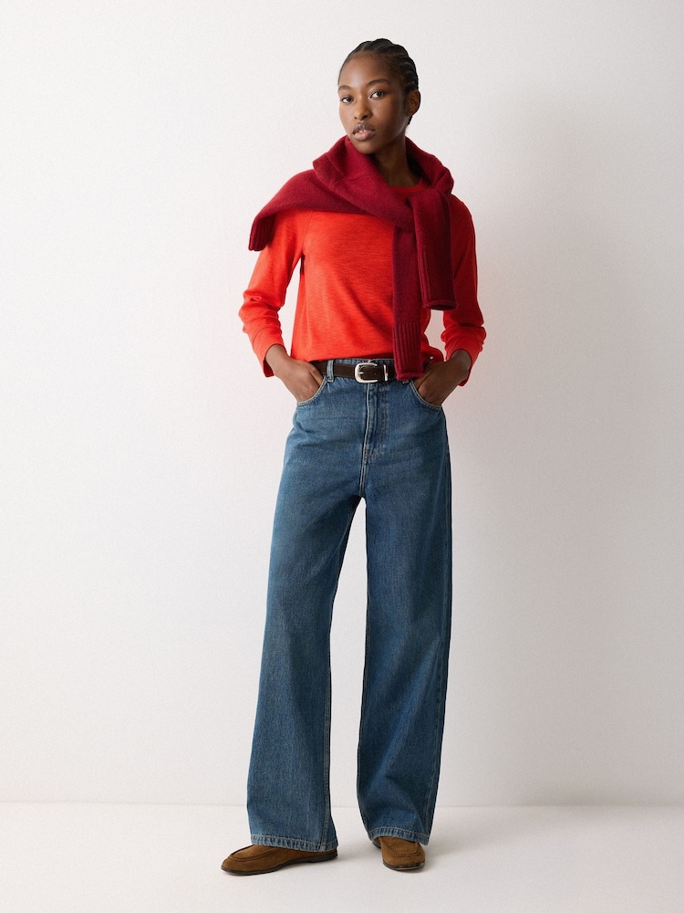 Jigsaw Red Cotton Luxe Raglan T-Shirt - Image 4 of 4 Jigsaw Red Cotton Luxe Raglan T-Shirt - Image 4 of 4