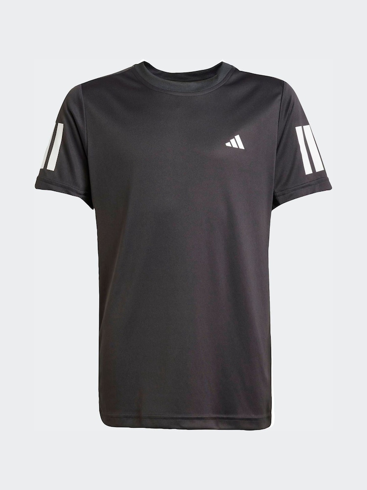 adidas Black Club Tennis 3-Stripes T-Shirt - Image 1 of 5