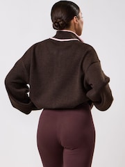 Gym King Brown Knockout Knitted 1/4 Zip Funnel Jumper - Image 2 of 3