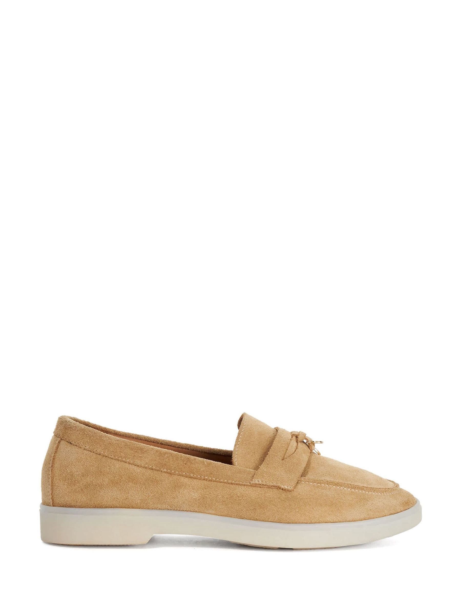 Buy Dune London Natural Wide Fit Grinning Unlined Suede Loafers