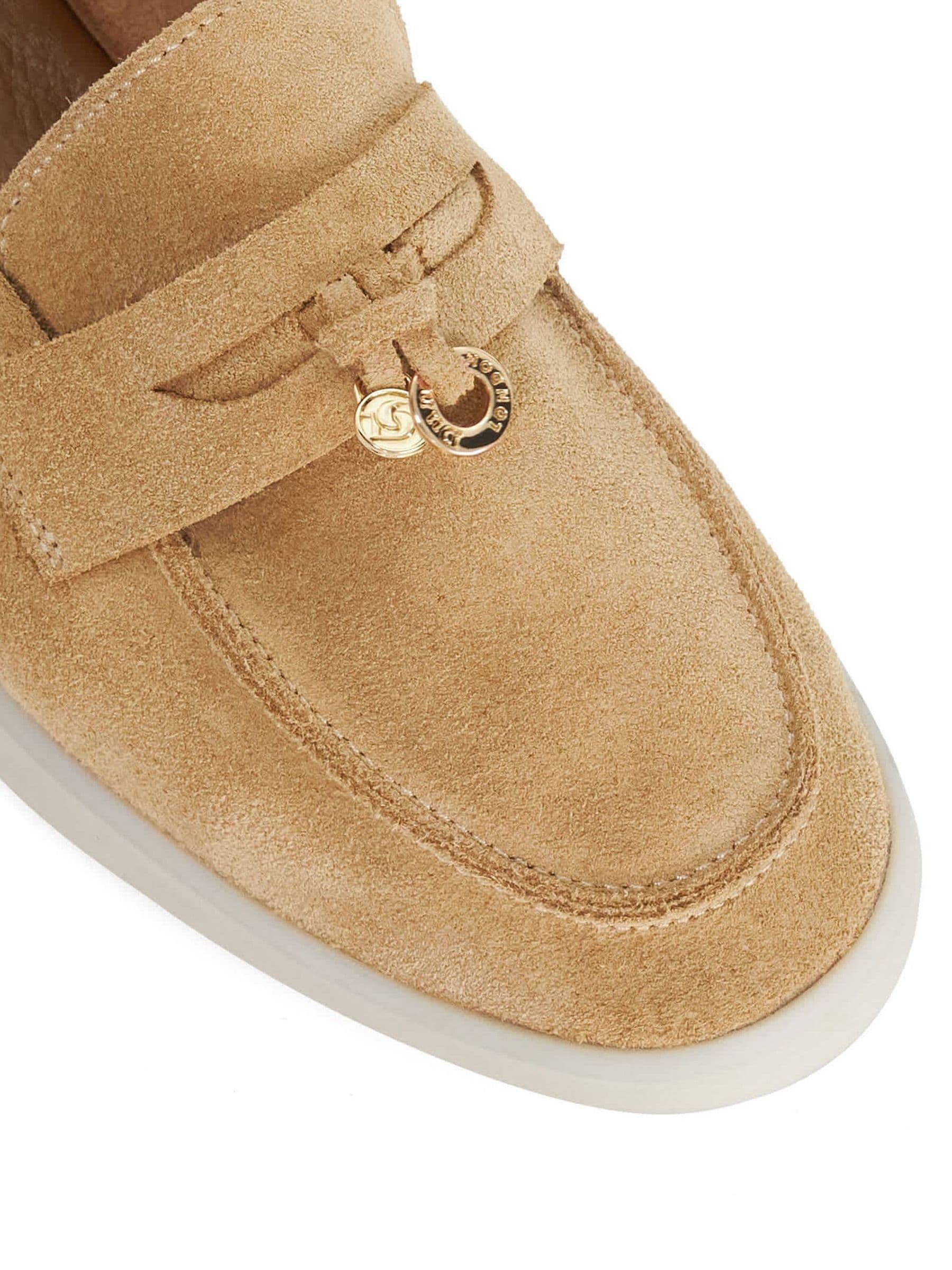 Buy Dune London Natural Wide Fit Grinning Unlined Suede Loafers