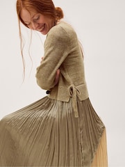 Monsoon Brown Nayla Jumper Pleated Midi Dress - Image 4 of 5