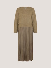 Monsoon Brown Nayla Jumper Pleated Midi Dress - Image 5 of 5