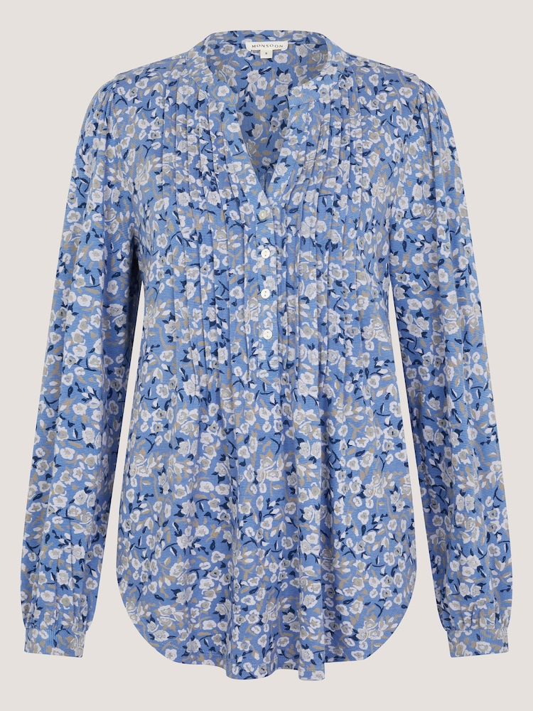 Monsoon Blue Nina Floral Jersey Blouse - Image 5 of 5