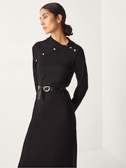 Monsoon Black Cate Button Collar Midi Jumper Dress - Image 3 of 5