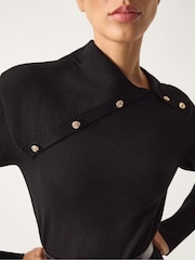 Monsoon Black Cate Button Collar Midi Jumper Dress - Image 4 of 5