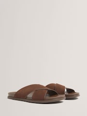 Ted Baker Brown Teviin Script Suede Mix Sandals - Image 2 of 4