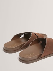 Ted Baker Brown Teviin Script Suede Mix Sandals - Image 3 of 4