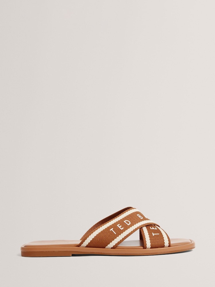 Ted Baker Brown Ashika Webbing Flat Sandals - Image 1 of 4