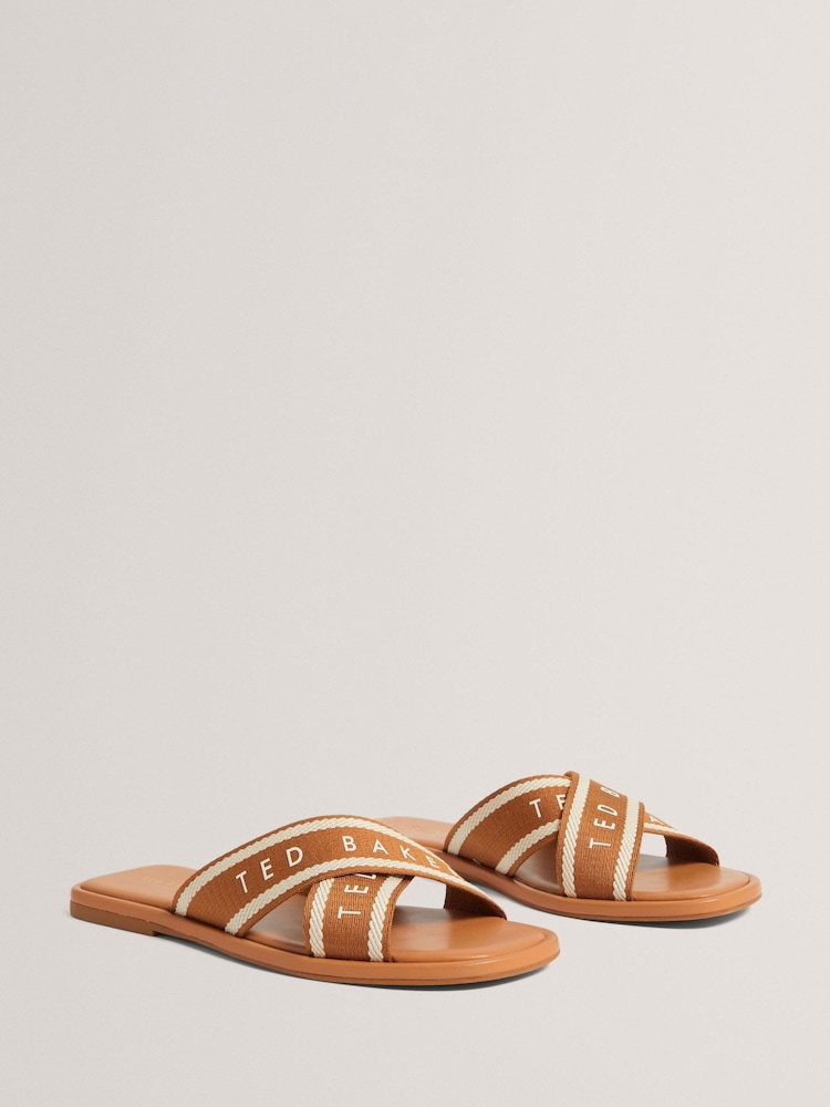Ted Baker Brown Ashika Webbing Flat Sandals - Image 2 of 4