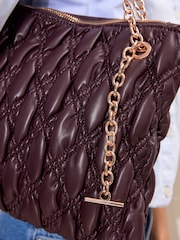 Lipsy Burgundy Red Padded Chain Slouchy Shoulder Bag - Image 3 of 5