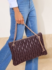 Lipsy Burgundy Red Padded Chain Slouchy Shoulder Bag - Image 4 of 5