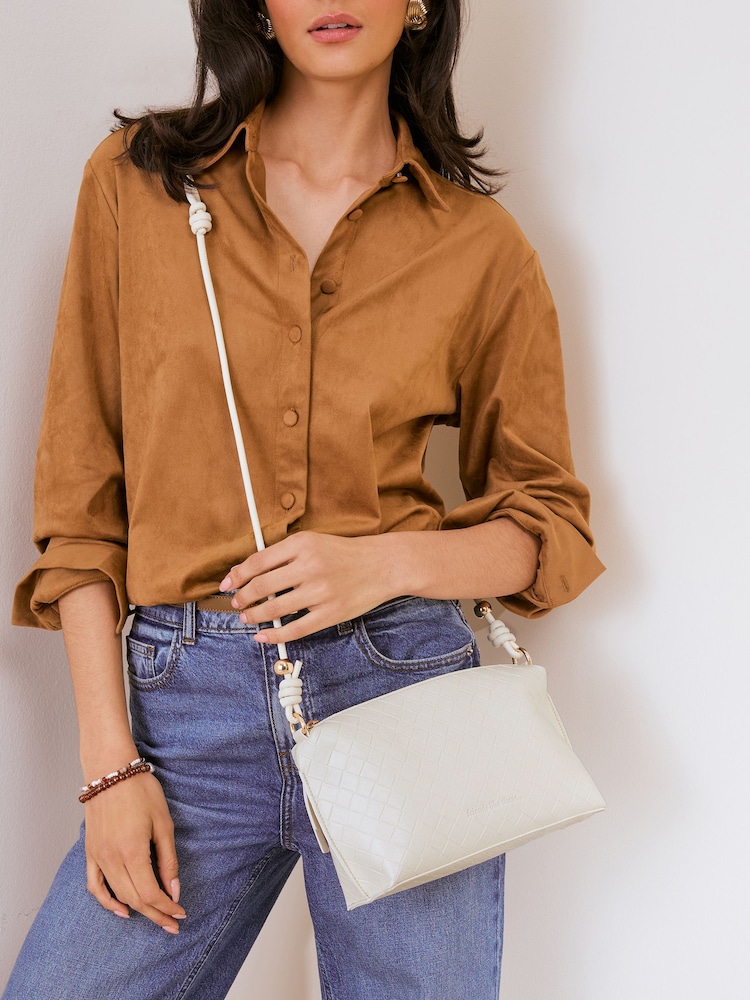 Friends Like These Cream Boxy Weave Crossbody Bag - Image 1 of 9 Friends Like These Cream Boxy Weave Crossbody Bag - Image 1 of 9