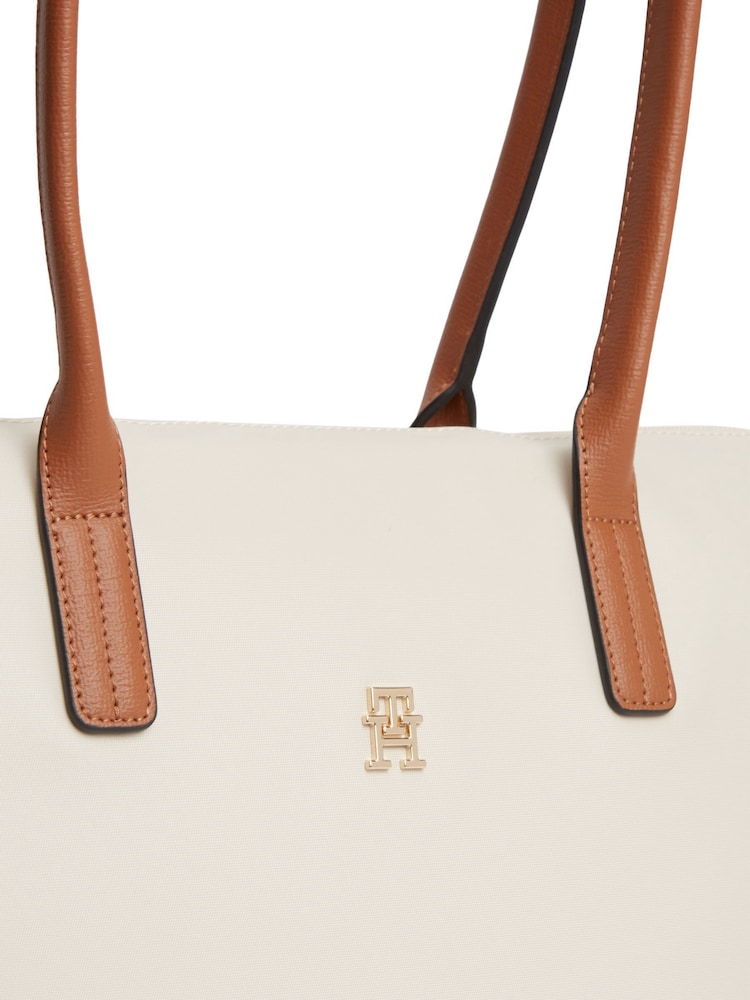 Cream - Tommy Hilfiger Monogram Contrast Handle Tote Bag - Imaginea 2 din 2