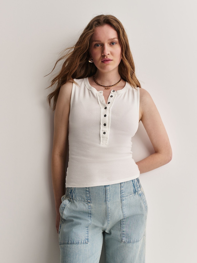 Free People White Jamie Henley Tank Top - Image 1 of 5