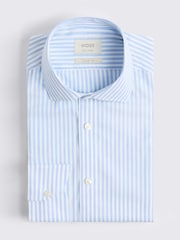 MOSS Light Blue Slim Fit Bengal Stripe Non Iron Shirt - Image 3 of 3