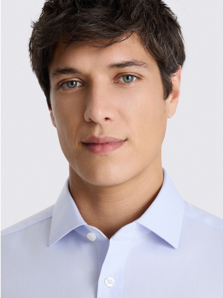 MOSS Blue Tailored Fit Dobby Non Iron Shirt - Image 2 of 2 MOSS Blue Tailored Fit Dobby Non Iron Shirt - Image 2 of 2