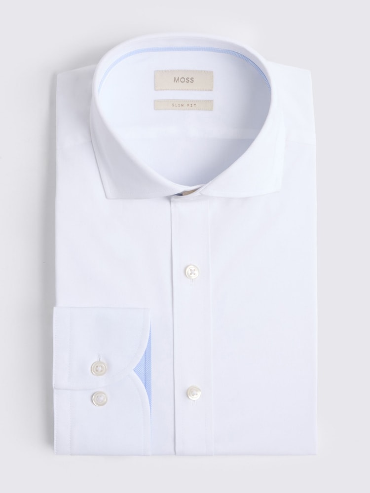 MOSS White Slim Fit Stretch Contrast Shirt - Image 3 of 3