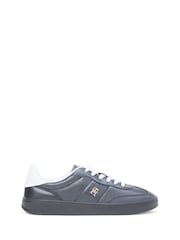 Tommy Hilfiger Black Monogram Leather Trainers - Image 1 of 6