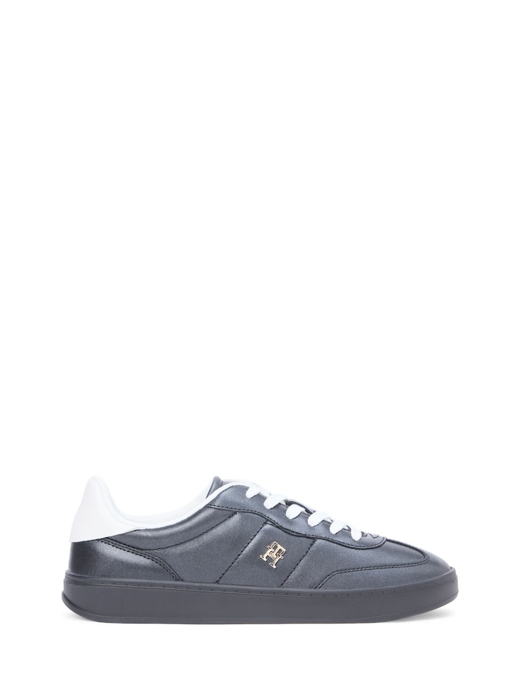 Tommy Hilfiger Black Monogram Leather Trainers - Image 1 of 6
