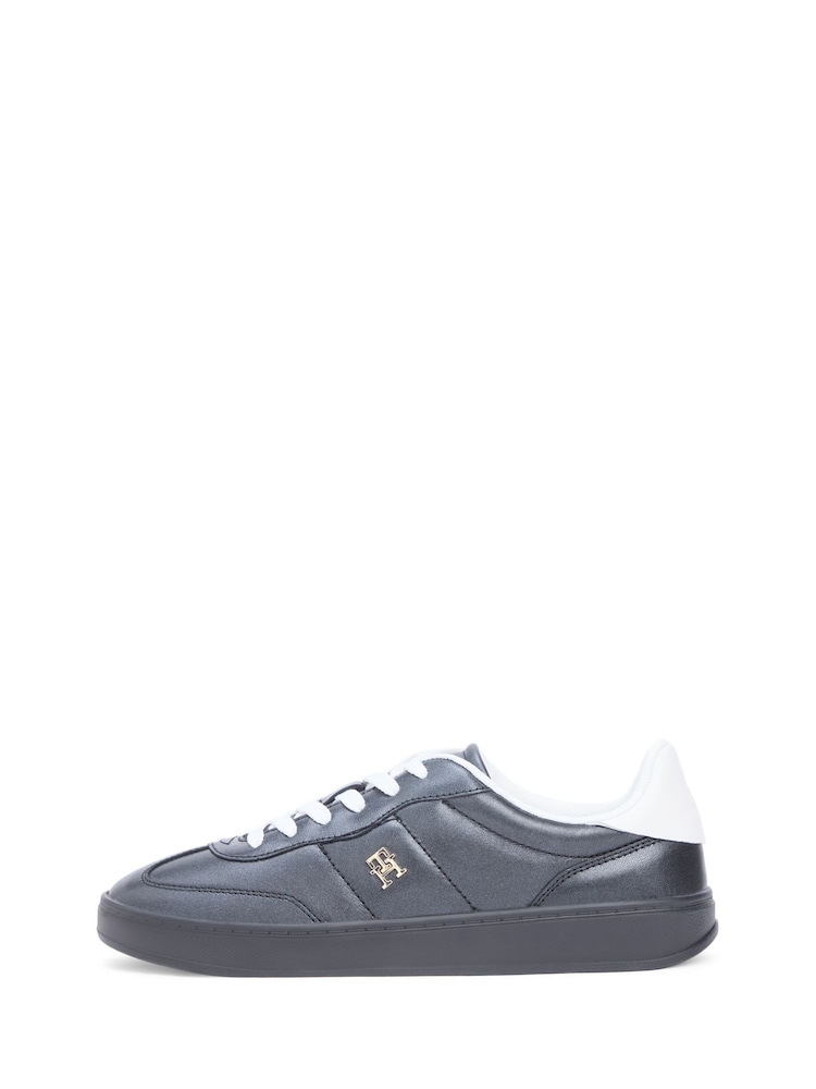 Tommy Hilfiger Black Monogram Leather Trainers - Image 2 of 6
