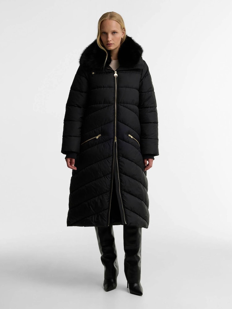 Barbour International Black Longline Cyrus Puffer Jacket - Image 1 of 7 Barbour International Black Longline Cyrus Puffer Jacket - Image 1 of 7