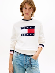 Tommy Jeans Intarsia Flag Badge Tipped Relaxed Jumper - Imaginea 1 din 5
