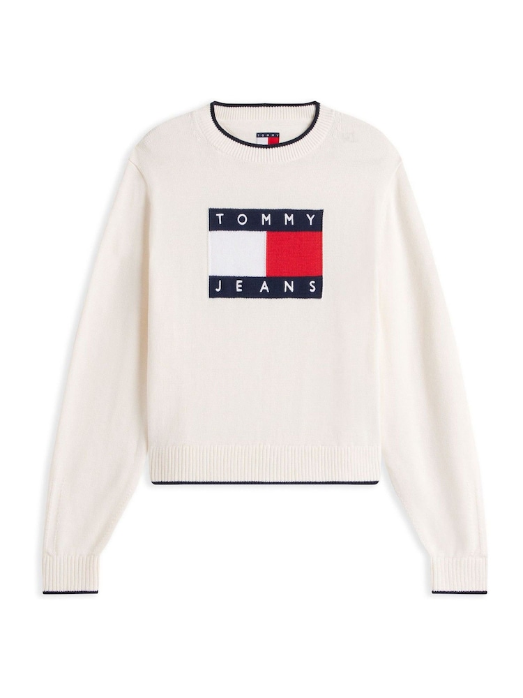 Tommy Jeans Intarsia Flag Badge Tipped Relaxed Jumper - Imaginea 5 din 5