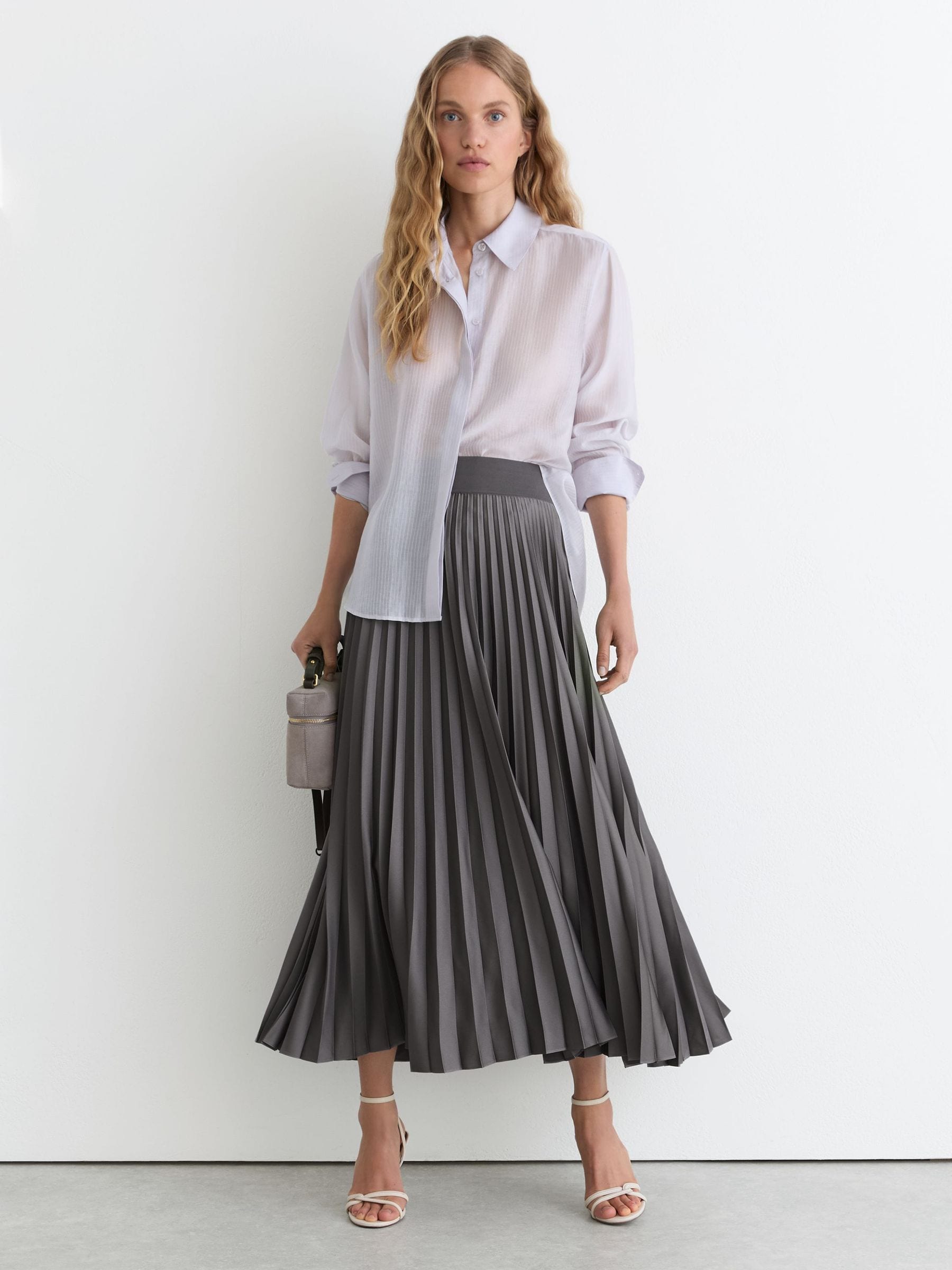 Buy Reiss Grey Seren Pleated Midi Skirt from Next USA