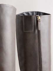 Chocolate Brown Standard/Wide Fit Forever Comfort® Snaffle Rider Knee High Leather Boots - Image 11 of 11