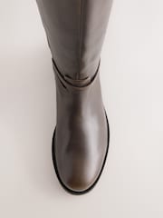 Chocolate Brown Standard/Wide Fit Forever Comfort® Snaffle Rider Knee High Leather Boots - Image 7 of 11