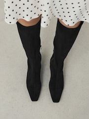 Black Standard fit Forever Comfort® Chisel Toe Knee High Boots - Image 1 of 4