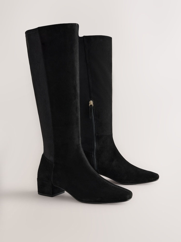 أسود - Forever Comfort® Chisel Toe Knee High Leather Sock Boots - صورة 2 من 5 أسود - Forever Comfort® Chisel Toe Knee High Leather Sock Boots - صورة 2 من 5