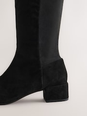 أسود - Forever Comfort® Chisel Toe Knee High Leather Sock Boots - صورة 4 من 5