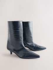 Navy/Blue Forever Comfort® Point Toe Eel Midi Boots - Image 2 of 5
