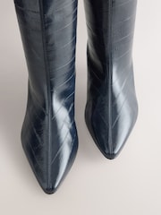 Navy/Blue Forever Comfort® Point Toe Eel Midi Boots - Image 3 of 5