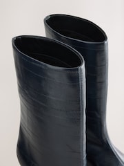 Navy/Blue Forever Comfort® Point Toe Eel Midi Boots - Image 5 of 5