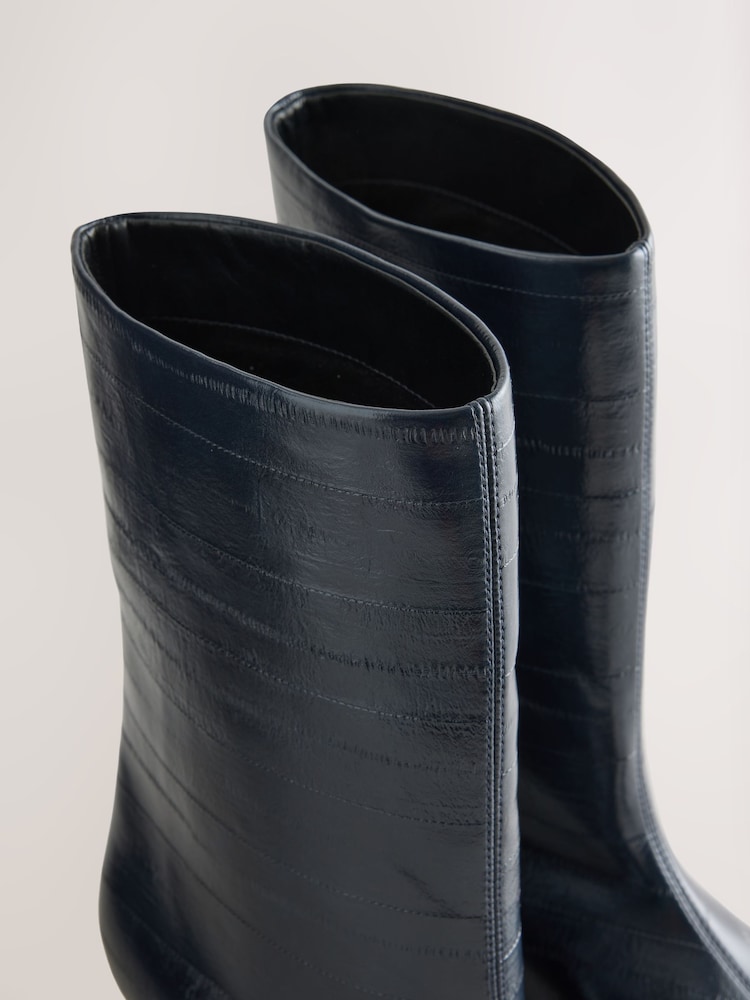 Navy/Blue Forever Comfort® Point Toe Eel Midi Boots - Image 5 of 5